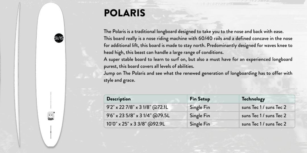 Доска для серфинга Suns Polaris 9'6 (1 fin)